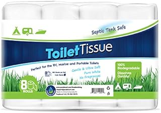 Freedom Living RV Toilet Paper (2-Ply, 8 Rolls, 500 sheets each) - Biodegradable Septic Tank Safe Rapid Dissolve Toilet Tissue for Camping, Marine, RV Holding