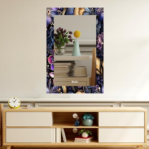 Image of KERLIX Rectangle Decorative Art Unique Fancy Digital Frameless CNC polishing Wall Mirror /Makeup Mirror /Bathroom Mirrors Size (12x18 inch). (6, 12 x 18)