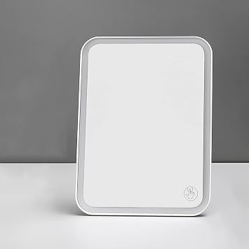 LED Vanity Makeup Mirror with Touch Switch and 3 Color Adjustment Multi-Angle Rotating HD Mirror for Living Room Bathroom Wall Hanging/Desktop Mirror