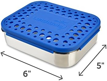LunchBots Medium Trio II Snack Container - Divided Stainless Steel Food Container - Three Sections for Snacks On the Go - Eco-Friendly, Dishwasher Safe, BPA-Free - Stainless Lid - Blue Dots - Image 8