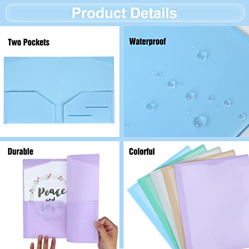 Eoout 5Pcs Plastic Folders With Clear Front Pocket, Pocket Folders, Plastic Folders For Documents, File Folders With Fasteners For Office School Students Teachers (5 Pastel Colors) #TOP2