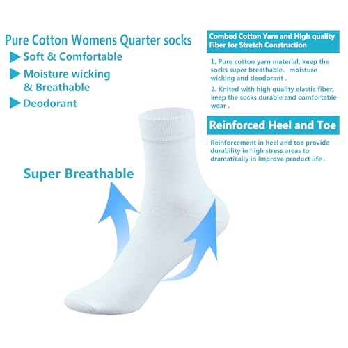 Image of MAGIARTE Womens Mini Crew Cotton Socks,6 Pairs | Anti-pilling Cotton, Casual Athletic, Quarter Calf, Moisture Wicking,Gift box packaging