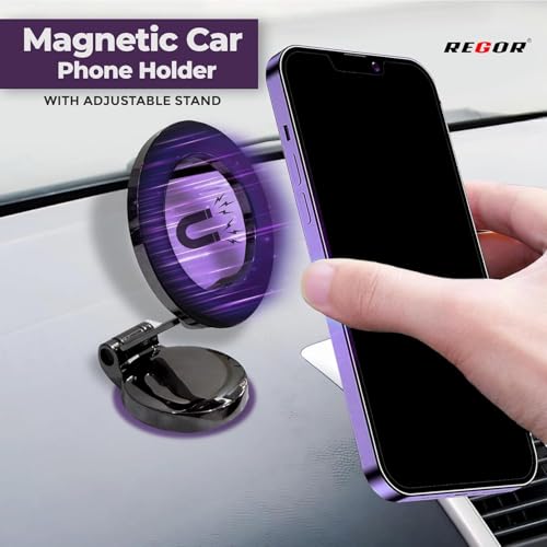 Image of Regor Magnetic for Car Dashboard | Hands-Free Phone Holder | 360 Adjustable Car Mount |Holder for All Smartphones iPhone Android - Black