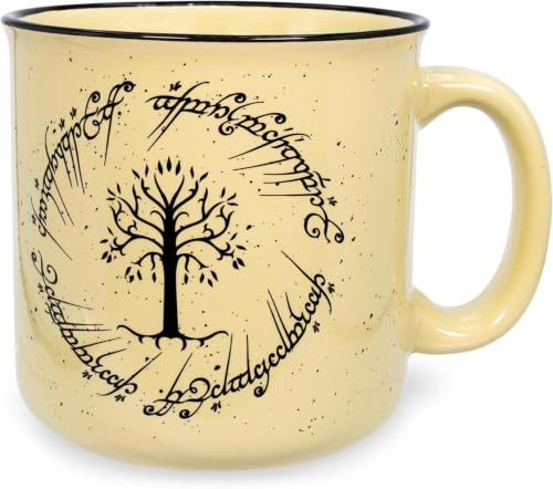 Image of Silver Buffalo Lord Of The Rings Gondor Elven Text Ceramic Camper Mug, 20oz