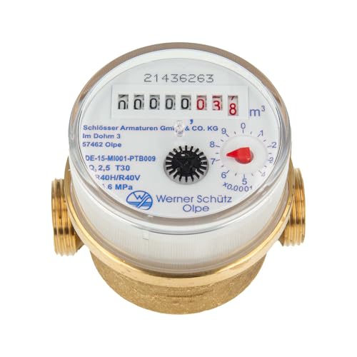 JS Einstrahlzähler ETW (Kaltwasser) bis 30 Grad - Länge 80 mm, 3/4 Zoll AG - Q3=2,5 / R40