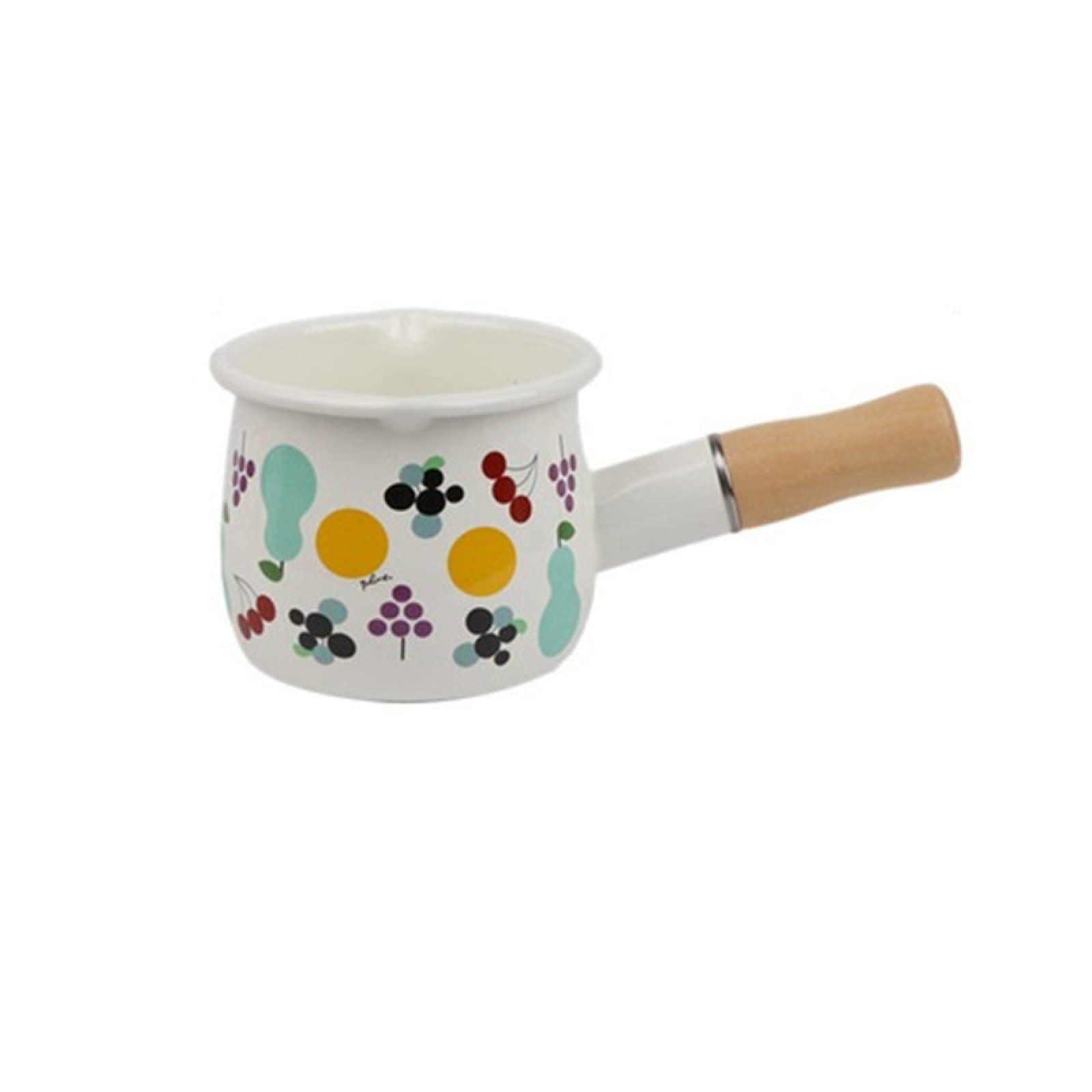 Mini casserole à lait en céramique émaillée 07 avec manche bois