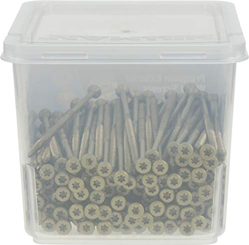 Power Pro 48617 Wood Screws, #10 X 5", Premium Outdoor Deck Screws, Rust Resistant, Epoxy Coated Bronze, 5Lb Tub, 213 Pcs #TOP2