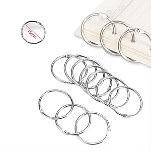 O-Kinee 120 Stück Buchringe 15mm Silber