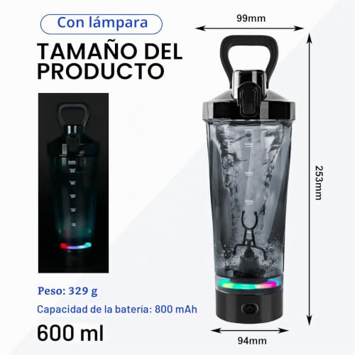 Batidor automático recargable de 600 ml para lograr batidos de proteína cremosos 3