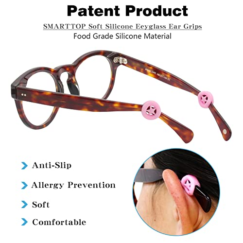 SMARTTOP Glasses Ear Grips 16 Pairs Eyeglass Temple Tip Sleeve Holder,Eyeglasses Ear Hooks Comfort Anti-Slip For Kids and Adults Sunglasses, Reading Glasses Sport Eyewear (S22-Star)