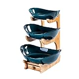Material: Keramik. DHSHOP 2-Schicht 3 Schichten Obstschale Getrocknete Obstteller Keramik Sushi Platte Kleine Schale Mit Holzrahmen Schublade Kreativ Für Restaurant Haus Innen-Außen,3layer