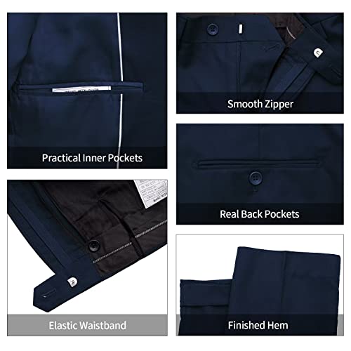 Ween Charm Men's Suits Slim Fit,3 Piece Suit For Men,2 Button Blazer Jacket Vest Pants With Tie,Men Tuxedo Suit Set Navy #TOP4