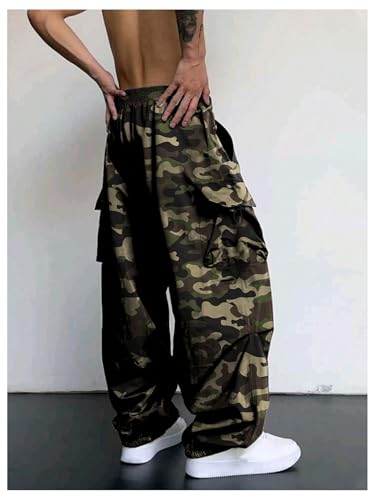 SHENHE Men's Camo Cargo Pants Drawstring Baggy Joggers Hip Hop Streetwear Loose Pants2