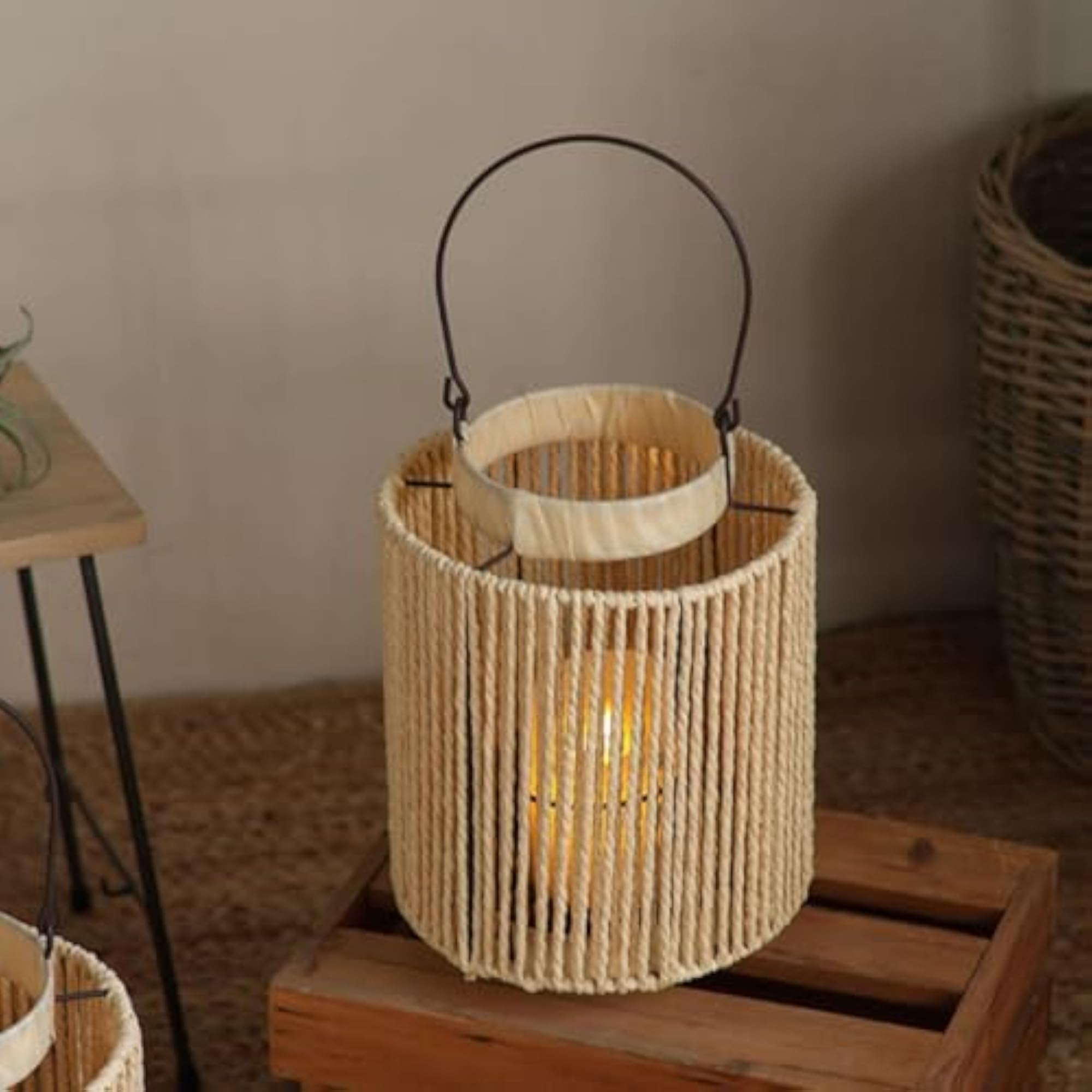 Woven Lantern Tea Light Candle Holder Rustic