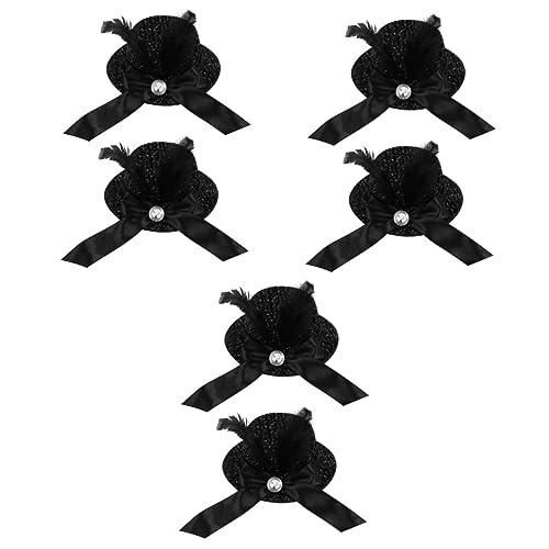 Barrette chapeau plume noire Housoutil pour coiffure élégante et cérémonie lot de 6 pièces