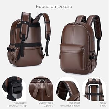 SPAHER Lederen Reisrugzak Handbagage 40x30x20 Transavia Wizzair Laptop Rugzak 15,6 Inch met USB-Laadpoort 25L Leer Rugzak Vliegtuigreisrugzak Waterdichte Schoolrugzak Dames Heren voor Werk College