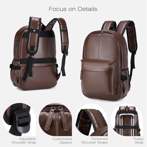 SPAHER Leder Rucksack Schulrucksack Reiserucksack Handgepäck Wizzair Easyjet Rucksack 15,6 Zoll Laptoprucksack Backpack Tagesrucksack Casual Backpack Daypack Geschenk für Damen Herren