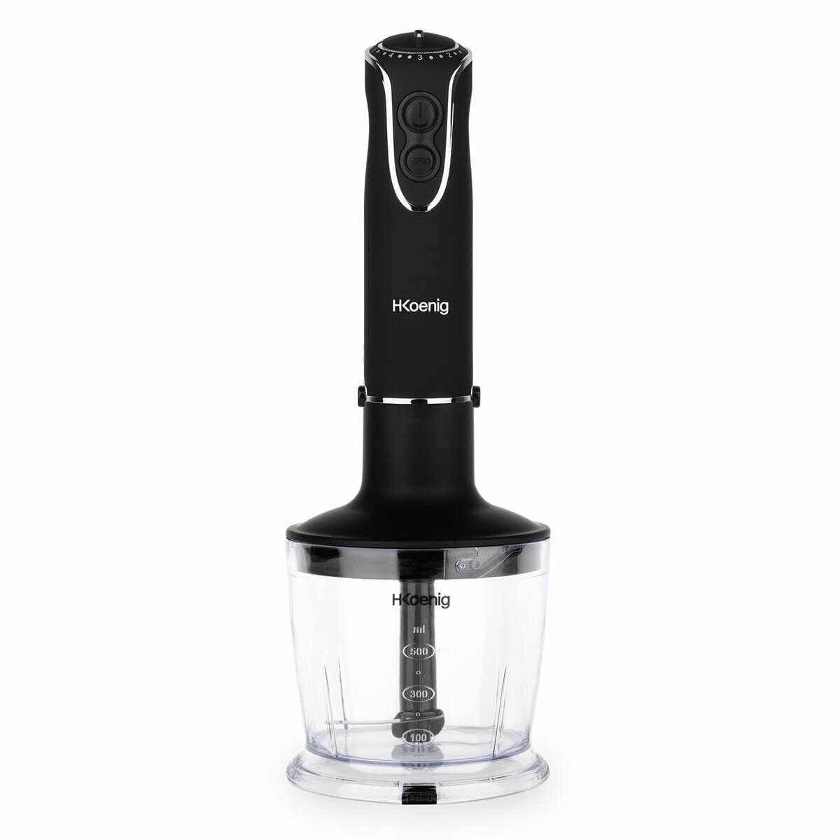 H.Koenig Batidora de mano 4 en 1 MIX75 Acero inoxidable 850W, Batidora de mano 4 funciones, Turbo 5 velocidades, Multifunción, Picadora, Batidora,Batidora de varillas, Ergonómica
