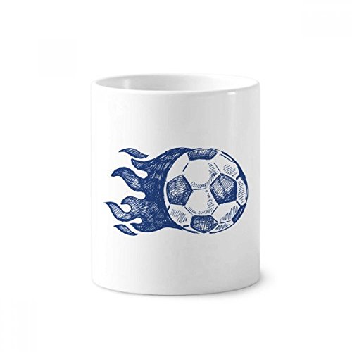 Pot à stylo football flamme bleu en céramique pour ranger un bureau encombré