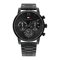 Tommy Hilfiger Men's Sullivan Black Steel Multi-function Watch, 1791879, Black, 44 mm