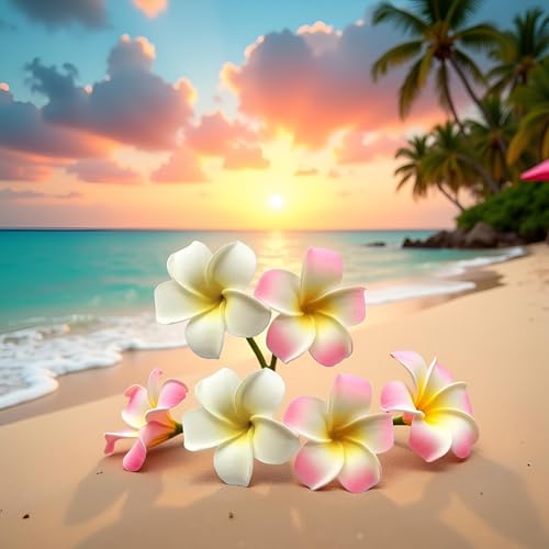 4 Clips Flor Foam Blanca y Rosa 7 cm miniatura 3