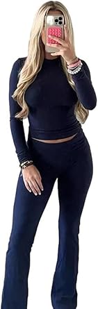 Tuta Da Donna In Cotone - Set 2 Pezzi | Pantaloni Lunghi E Top | Fit Aderente | Per Yoga, Lounge E Sport | Comfort Massimo - Foto 10