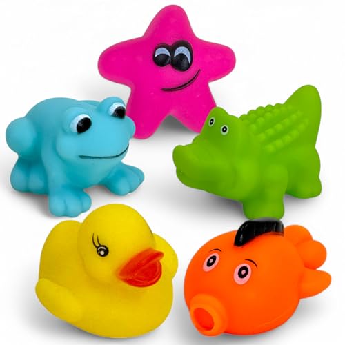 MIJOMA Lot de 5 canards de bain - Peints à la main et sans latex - Parfaits pour les fêtes, les anniversaires, Noël, les fêtes prénatales et plus encore - Superbe décoration de salle de bain - 8 cm de