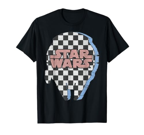 T-shirt Star Wars Falcon imprimé pop art de qualité supérieure avec motif damier