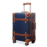 [NZBZ] ミュートスピンナーホイール付きのレトロなキャリーケース、おしゃれトランクスーツケース可愛い、キャリーケース 機内持ち込み 軽量、ビジネス、学校、旅行に適した軽量トロリースーツケース (S(20") 型, ブルー)