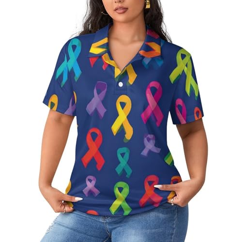 Polo de mujer transpirable contra el calor con lazo de autismo