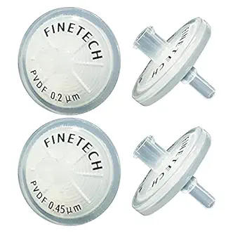 Hydrophilic PVDF Syringe Filters 25mm Diameter 0.45?m Pore Size for Laboratory Filtration by Finetech (Pack of 100) Made in Taiwan (PVDF 25mm 0.45um, 100)