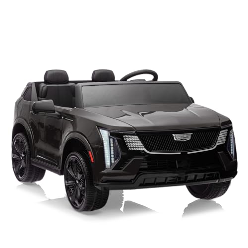 24V Ride On Car, Licensed Cadillac Battery Powered Electric Vehicle w/Remote Control, 2 Seater, 4-Wheel Shock Absorbers, Smooth Start, Music, LED Lights for Boys Girls