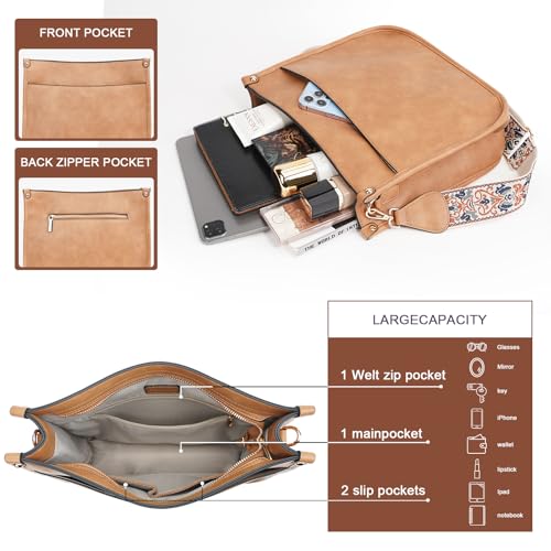 Image of Crossbody Bag Women Vegan Leather Hobo Handbag Trendy Crossbody Shoulder Bag Purses For Women with 2 Adjustable Strap