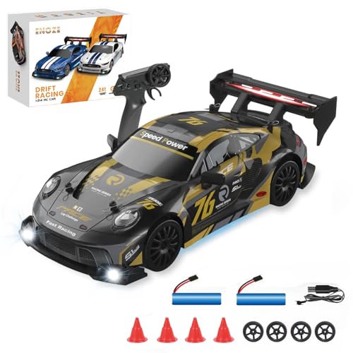 Siereolly Drift Car 1:24 Voiture de course télécommandée 20 km/h 4WD 2,4 GHz Mini RC Car avec lumières LED pour enfants