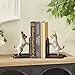 Decorative Bookends - Cast Iron Dogs Sculptural Bookend Pair - Heavy Duty Dog Statue, Vintage Shelf Décor