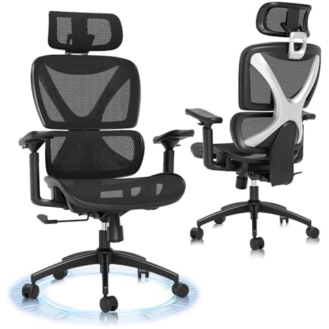 GABRYLLY Ergonomic Office Chair, Big and Tall Mesh Chair with Lumbar Support, 3D armrest - 215° Rotation, Adjustable Headrest & Soft Seat, Durable Computer Chair 350LBS for Work Gaming Cover