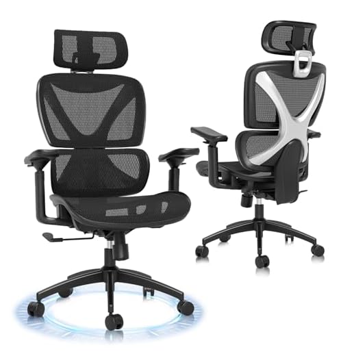 GABRYLLY Office Chair, Large Ergonomic Desk Chairs, High Back Computer Chair with Lumbar Support, 3D Armrest, Breathable Mesh, Adjustable Headrest, Ergo Chair with Tilt Function, Easy Assembly(Black)