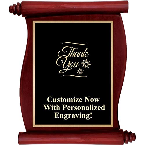 Custom Engraved Rosewood Scroll Plaques, Personalized Holiday Tha...