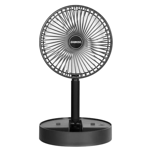 Everest EFN-501 Ventilador USB recargable de escritorio negro de 1200 mAh