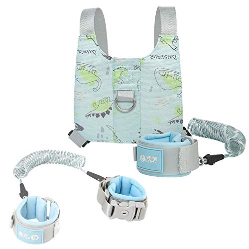 Baby Reins Walking Backpack Boy Girl for Toddlers, Kids, Children, 3-in-1, Anti Lost Safety Wrist Cuff with Lock + Harness + 2m Bungee Straps Link