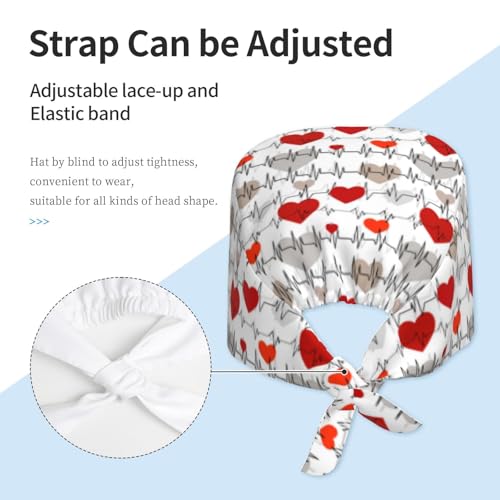 Image of Working Cap Scrub Cap with Sweatband Adjustable Unisex Women Tie Back Hat Nurse Surgical Caps