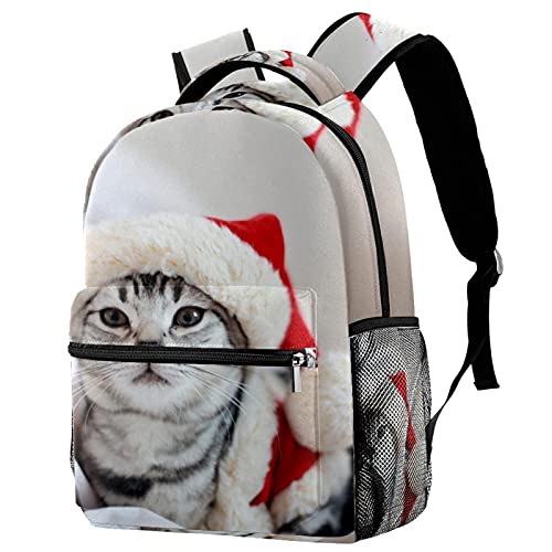 Sac à dos de voyage chat de Noël idéal pour sorties scolaires