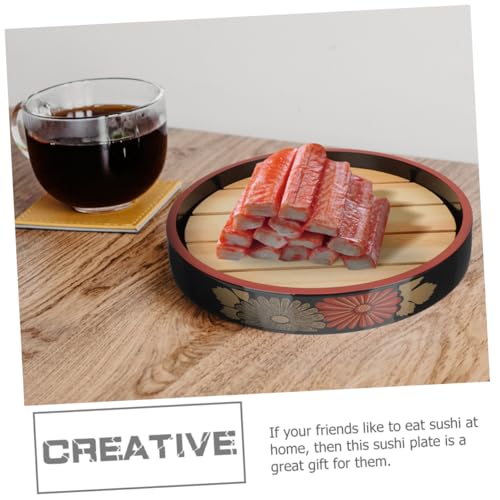 Plato para sushi sashimi de madera y plástico 24.5 cm miniatura 3