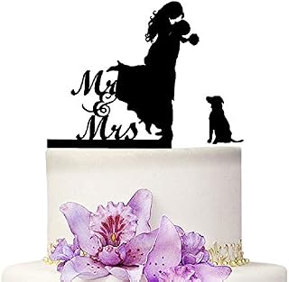 YAMI COCU Mr And Mrs Wedding Cake Toppers With Dog Love Party Engagement