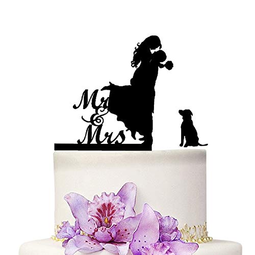 YAMI COCU Mr And Mrs Wedding Cake Toppers With Dog Love Party Engagement