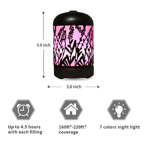 Metal Vintage Essential Oil Diffuser For Home, Essential Oil Diffuser With 7 Colorful Led Night Light,Beautiful Country Style Defuser, Auto-Off Safety Switch, Easy To Clean Water Tank(120Ml). #TOP5