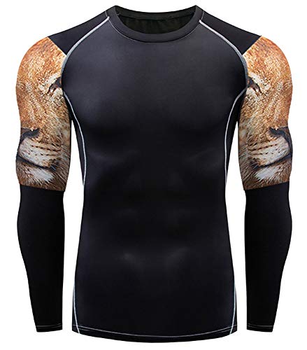 Futureox Men's Workout Clothes Set With Compression Pants And Long Sleeve Shirts Black Xxl #TOP1