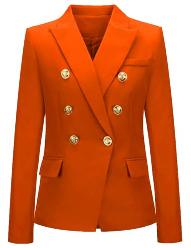 Women's Casual Blazer Solid Double Breasted Blazer Suit for Women