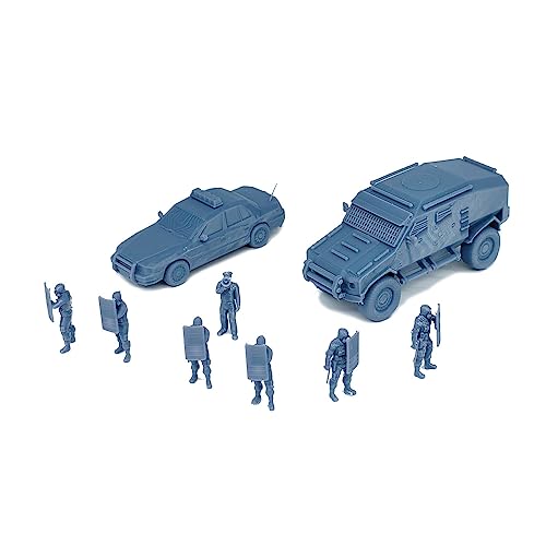 Ensemble véhicules de police et figurines HO pour animer un diorama vide 1:87