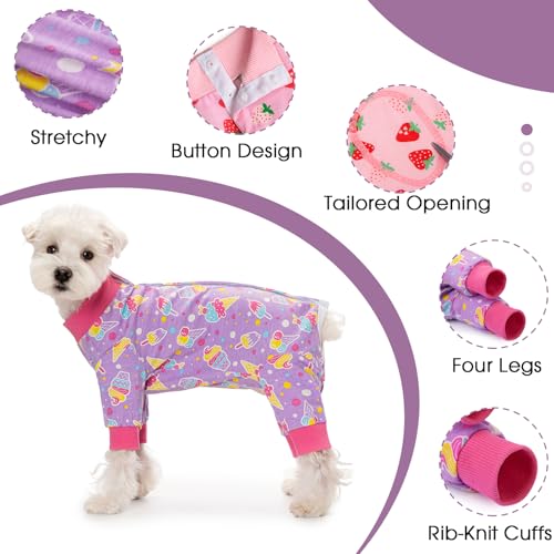 Image of Dog Surgery Recovery Suit for Small Dogs, 4-Legged Dog Onesie After Surgery with Back Snaps, Breathable Cotton Spay and Neuter Bodysuit for Female and Male Dogs